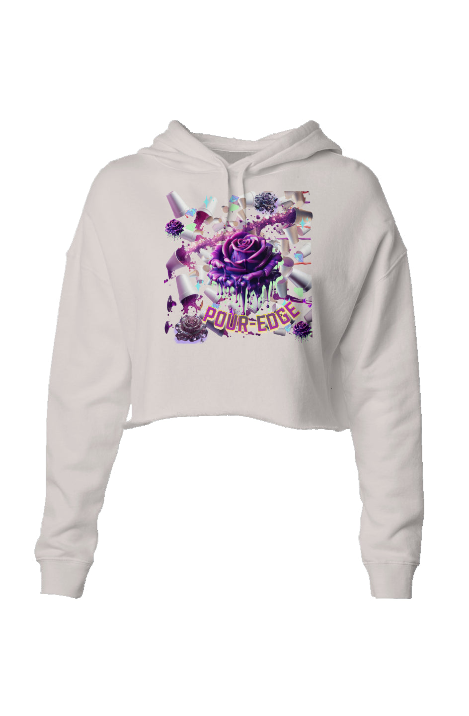 Lightweight POUR-EDGE FLOWER POWER Crop Hoodie