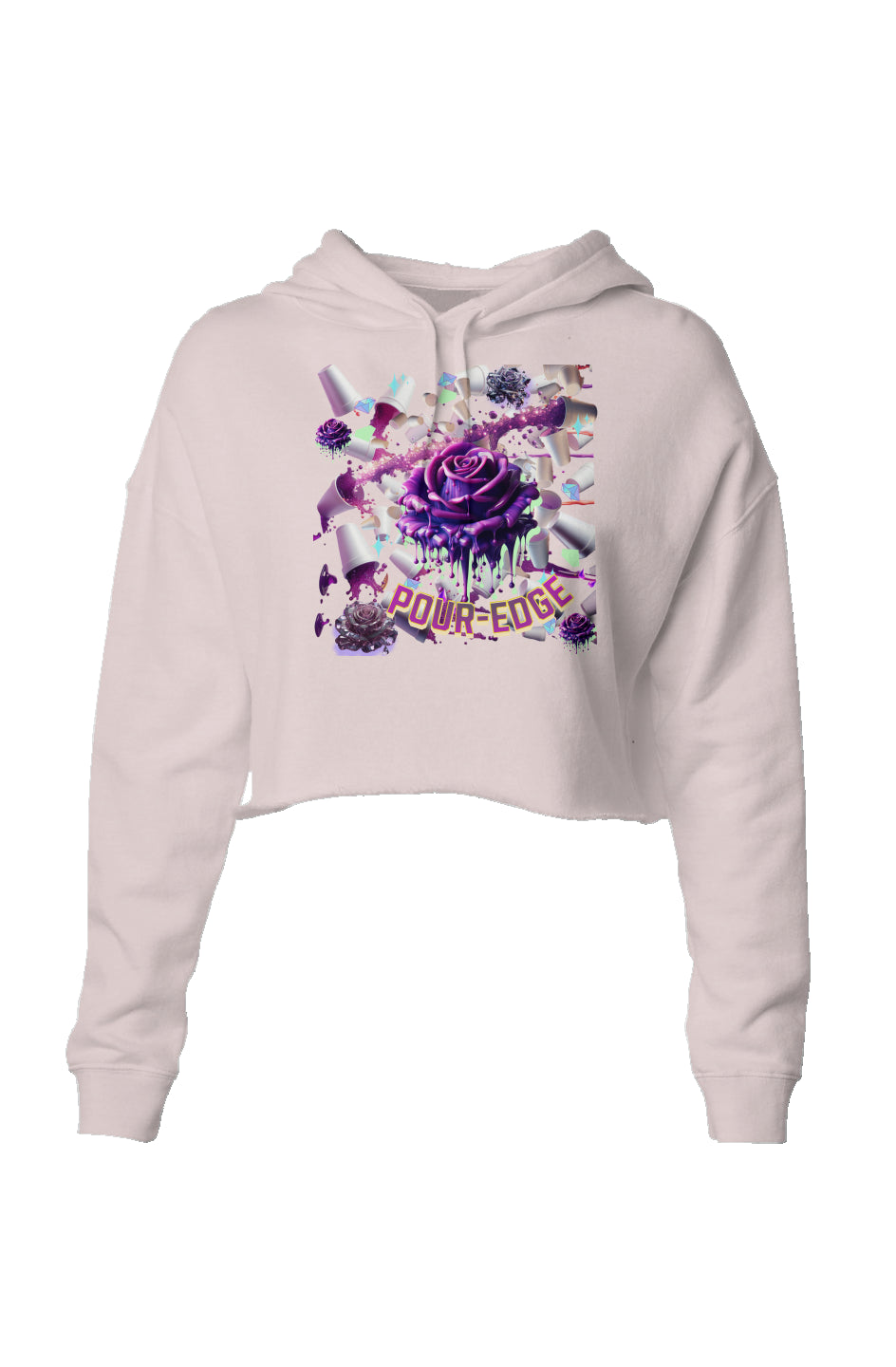 Lightweight POUR-EDGE FLOWER POWER Crop Hoodie