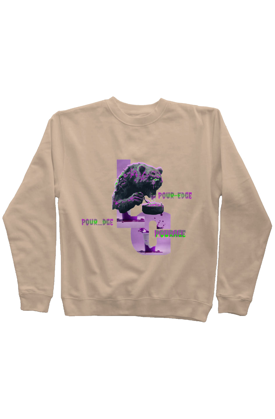 Pour-rage bear Pigment Dyed Crew Neck by Loudeen C